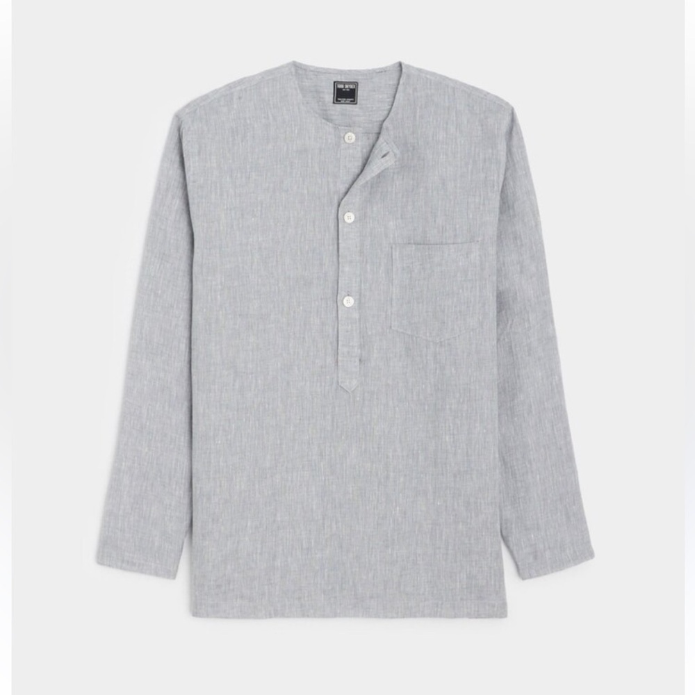Todd Snyder x Baird McNutt Shirt Henley Mens XS Irish Linen Long Sleeve Gray NEW